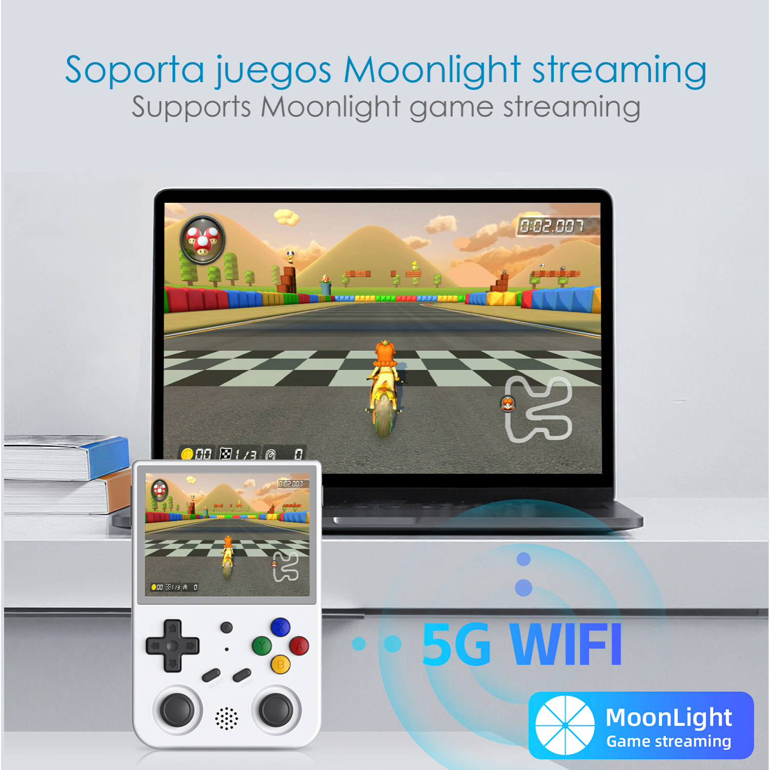 Console emulatore multipiattaforma RG353V. Touch screen IPS da 3,5"; Android 11 + Linux, Quad-Core 1,8 GHz, WiFi, 128 GB. +23.000 giochi.