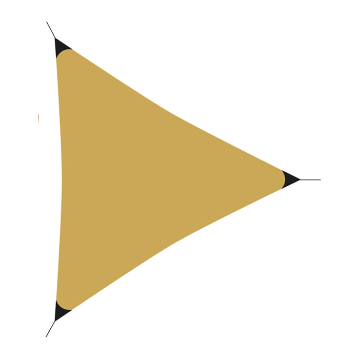 Triángulo de tela para sombra en poliéster amarillo ocre ganchos de metal y bolsa con cremallera