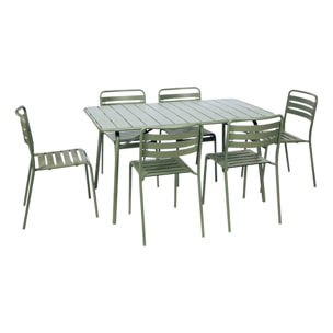 Table de jardin pliante métal + 6 assises AMÉLIA