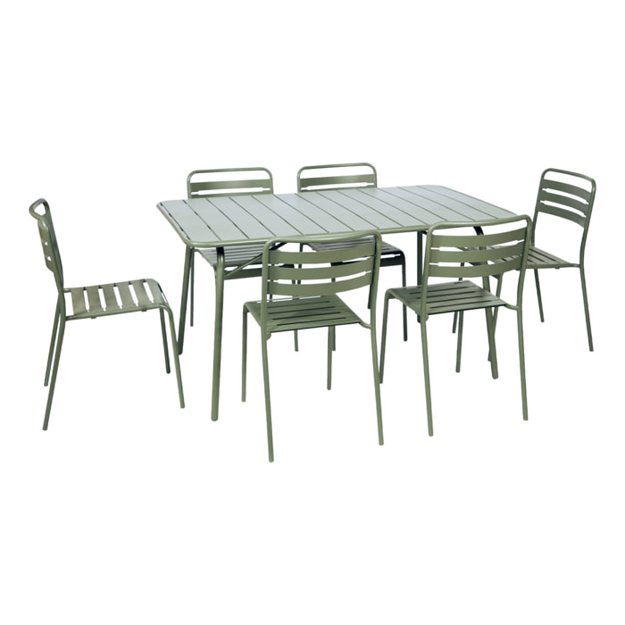 Table de jardin pliante métal + 6 assises AMÉLIA