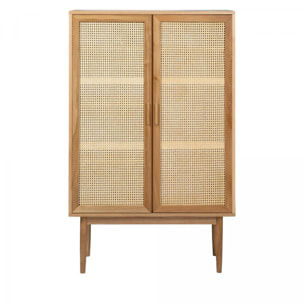 Hogarn - Armoire 2 portes en bois et cannage - Couleur - Bois clair