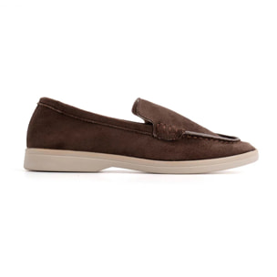 Mocassino flat in texture scamosciata - MARRONE