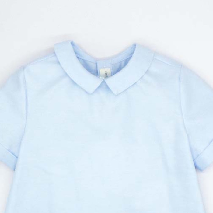 CAMISA MANGA CORTA CON CUELLO FRANCES AZUL