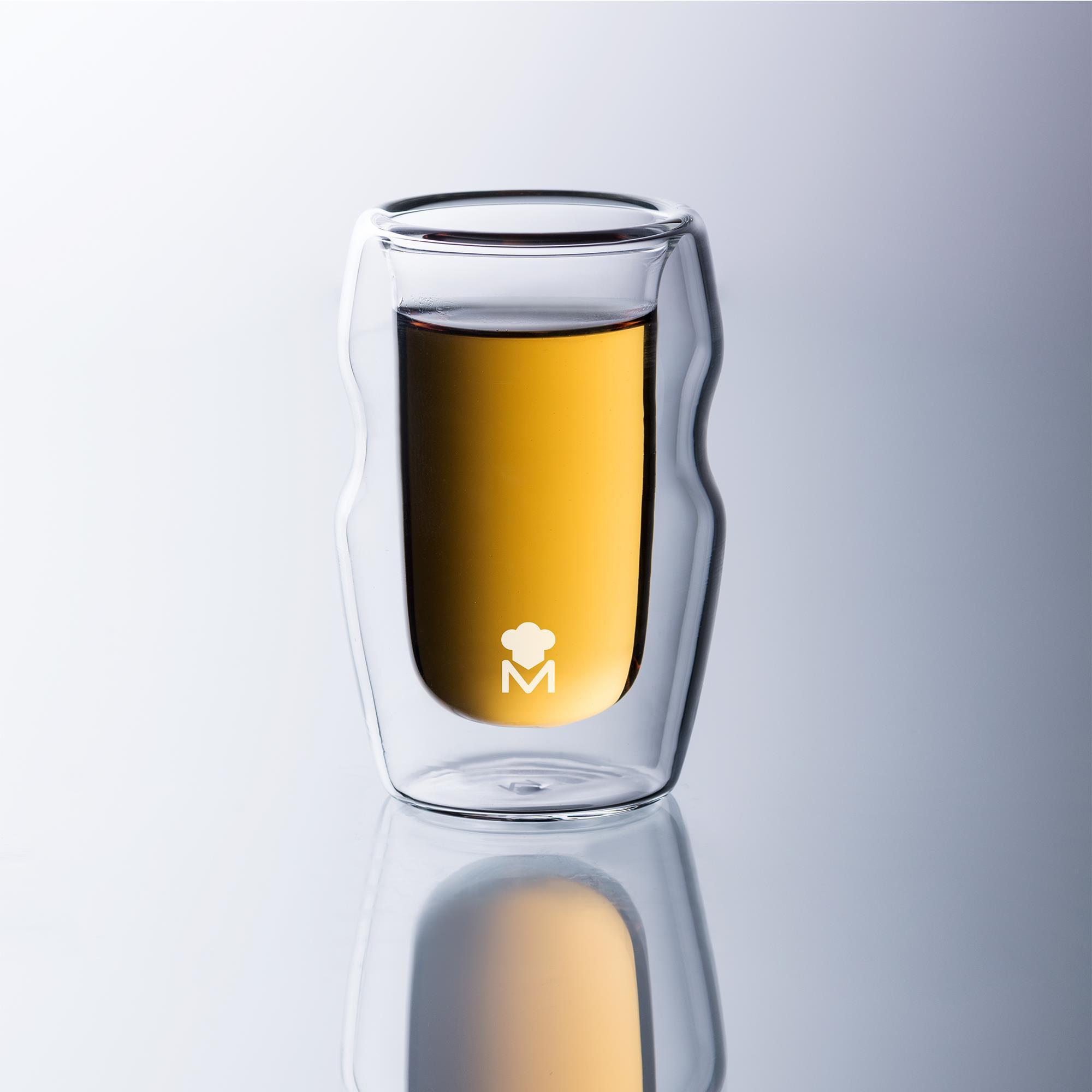 Masterpro Mixology - Juego de 4 Piezas Vaso Licor 50 ml, Borosilicato, Doble pared, Transparencia, Desde -20º hasta 200º