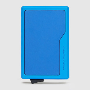 Piquadro Portacarte automatico MagSafe in alluminio e pelle con protezione RFID
