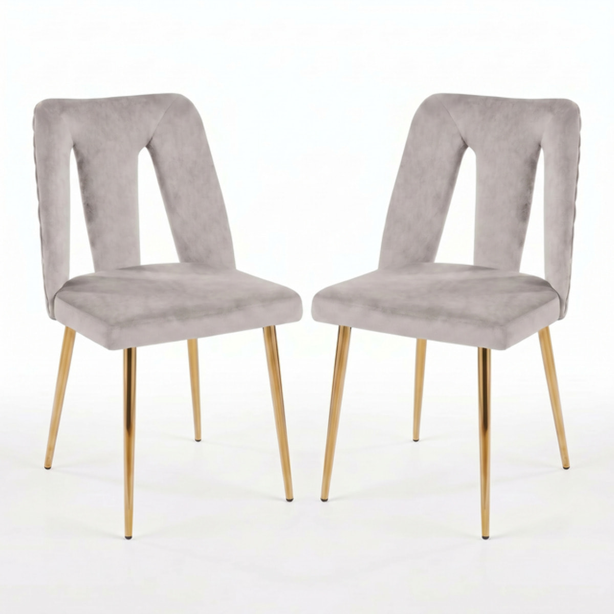 Sedia Imbottita in Effetto Velluto con Schienale Aperto e Gambe Oro, Design Moderno ed Elegante per Sala da Pranzo, Cucina, Soggiorno, Studio e Ufficio