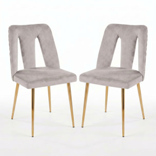 Sedia Imbottita in Effetto Velluto con Schienale Aperto e Gambe Oro, Design Moderno ed Elegante per Sala da Pranzo, Cucina, Soggiorno, Studio e Ufficio