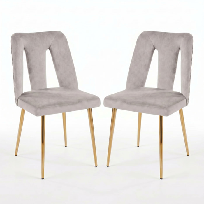 Sedia Imbottita in Effetto Velluto con Schienale Aperto e Gambe Oro, Design Moderno ed Elegante per Sala da Pranzo, Cucina, Soggiorno, Studio e Ufficio