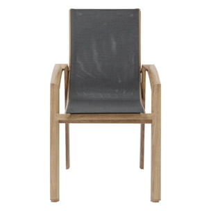 Fauteuil de jardin empilable "Axant" gris poivre & honey aluminium et texaline