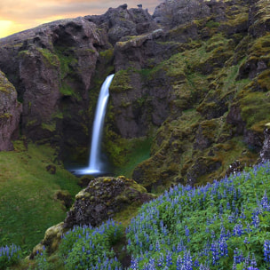 Affiche paysage voyage en islande Affiche sous cadre bois