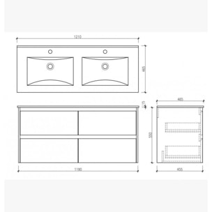 Meuble double vasque 120 cm marron Aquadoli