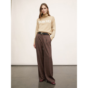 Motivi - Pantaloni palazzo fantasia check - Marrone