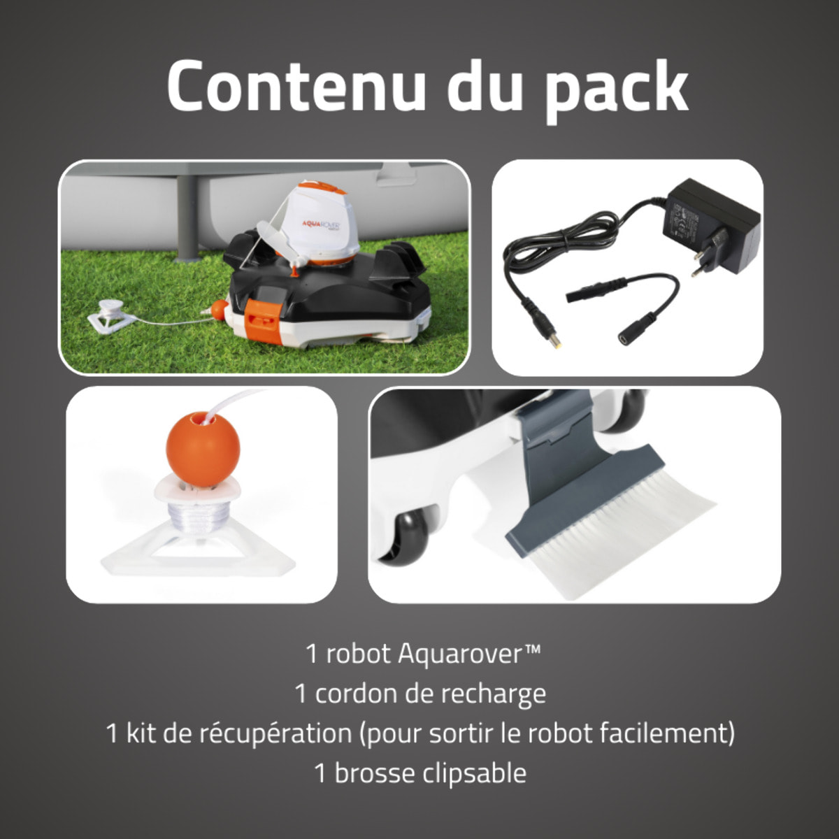 Bestway Robot piscine sans fil AquaRover nettoyage fond plat max 45m² max