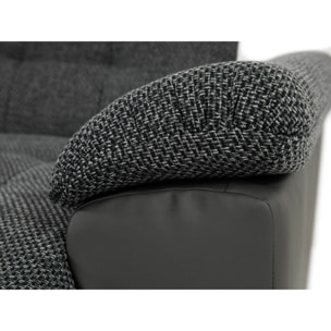 Chuck - canapé panoramique XXL - convertible avec coffre - 7 places - gauche - Noir / Gris