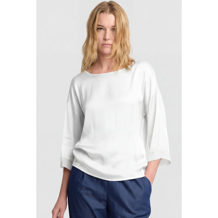 Kocca - Blusa a maniche lunghe in viscosa Donna, Tinta unita, Girocollo