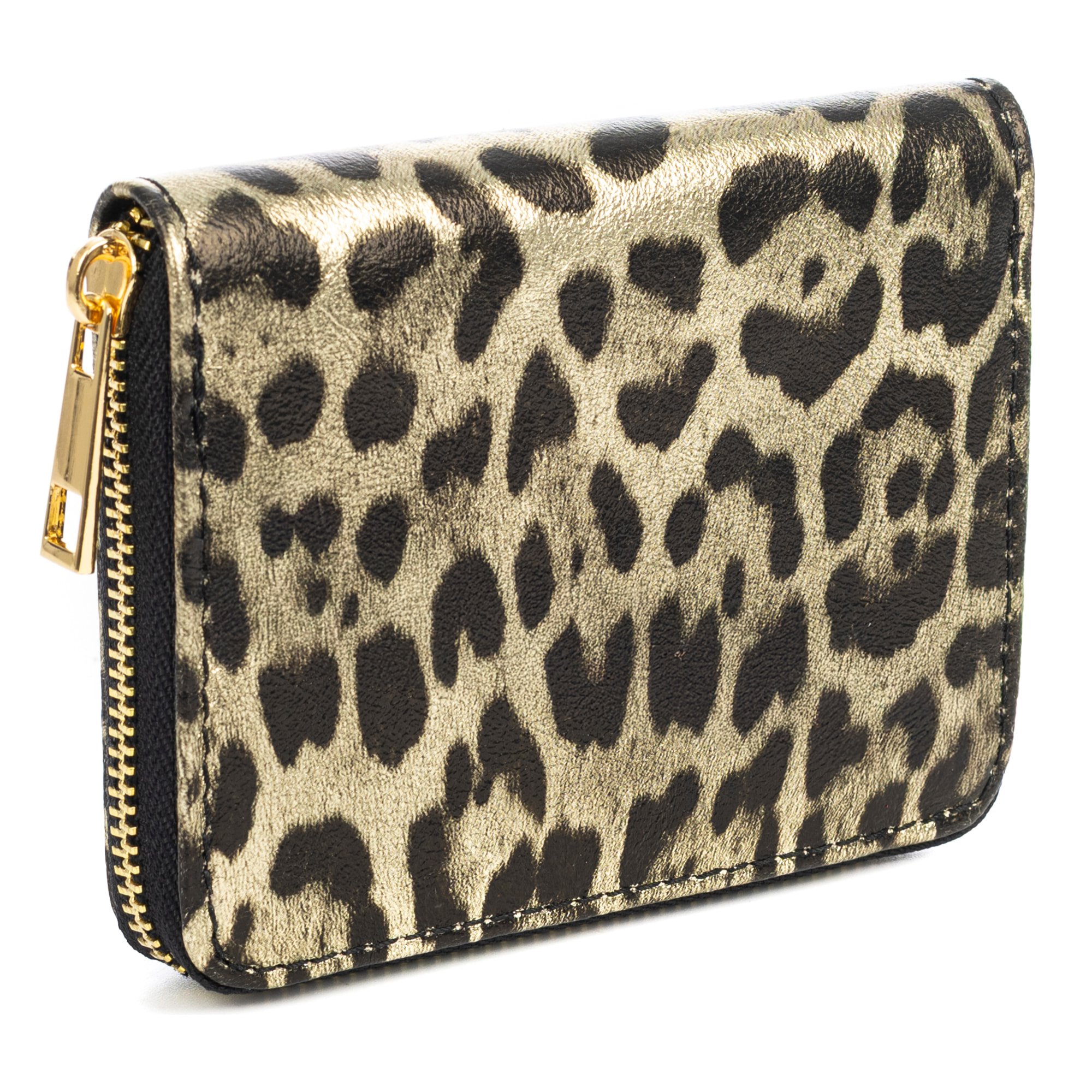 Avelengo cartera mujer, de piel auténtica Gamuza con estampado animal print leopardo lacada brillante.
