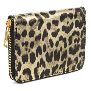 Avelengo cartera mujer, de piel auténtica Gamuza con estampado animal print leopardo lacada brillante.