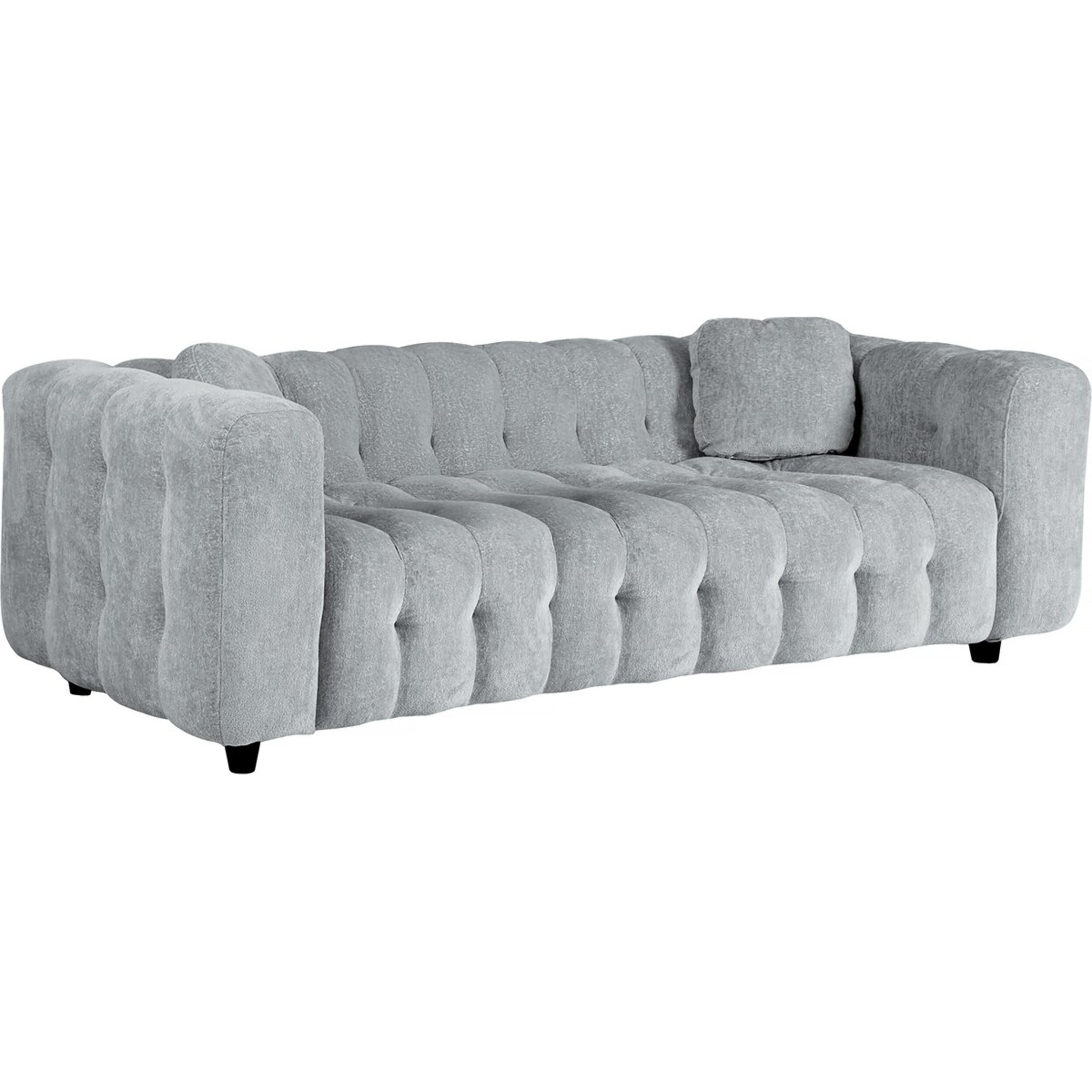 Canapé droit en tissu chenille "Vendome" - 3 places - Gris