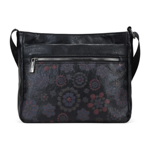 Bolso bandolera negro con estampado floral