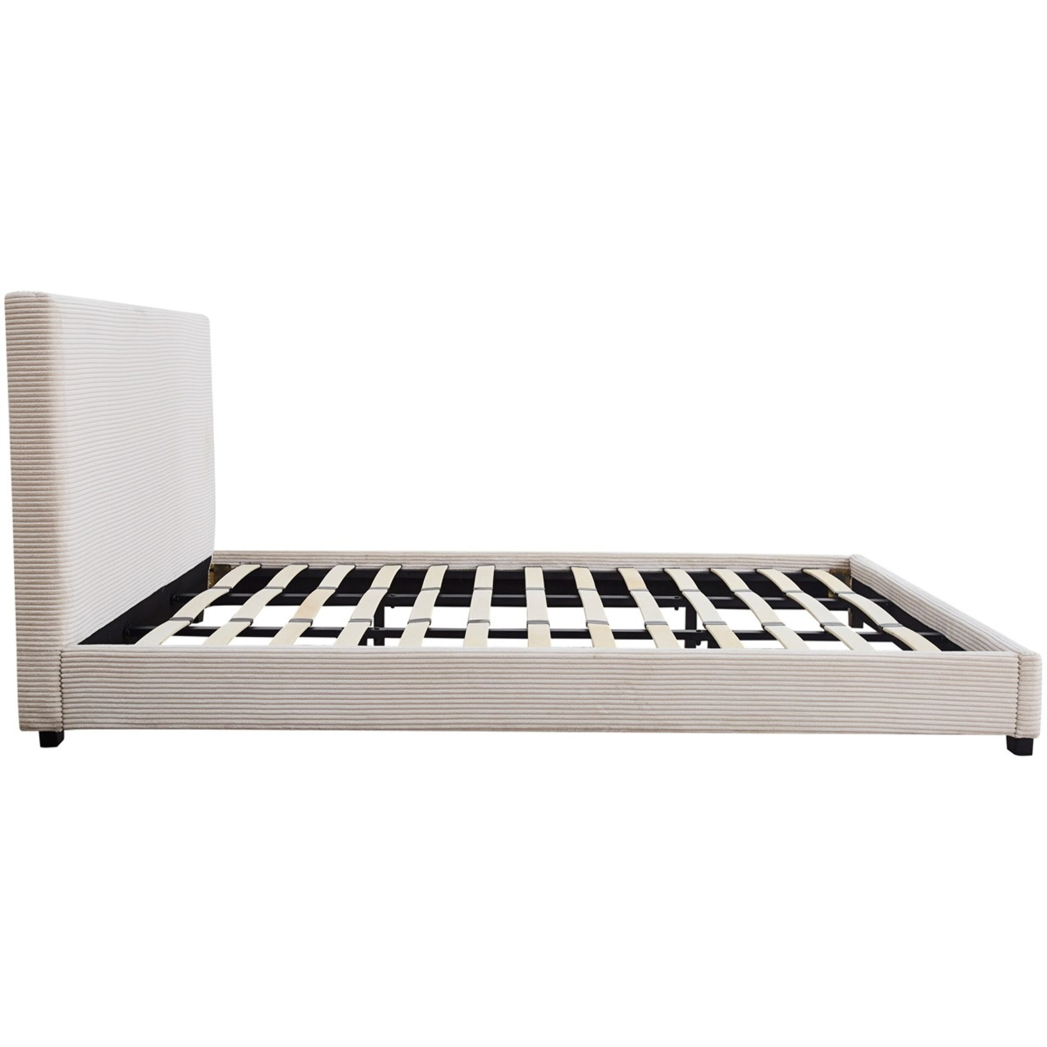 Lit avec tête de lit en velours côtelé - WILLIAM