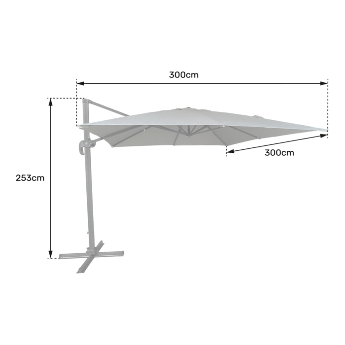Parasol déporté MOLOKAI carré avec housse -