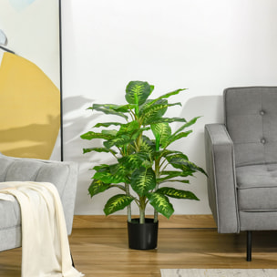 Planta Artificial de 95 cm Árbol Imitación Hoja Perenne en Maceta de Cemento