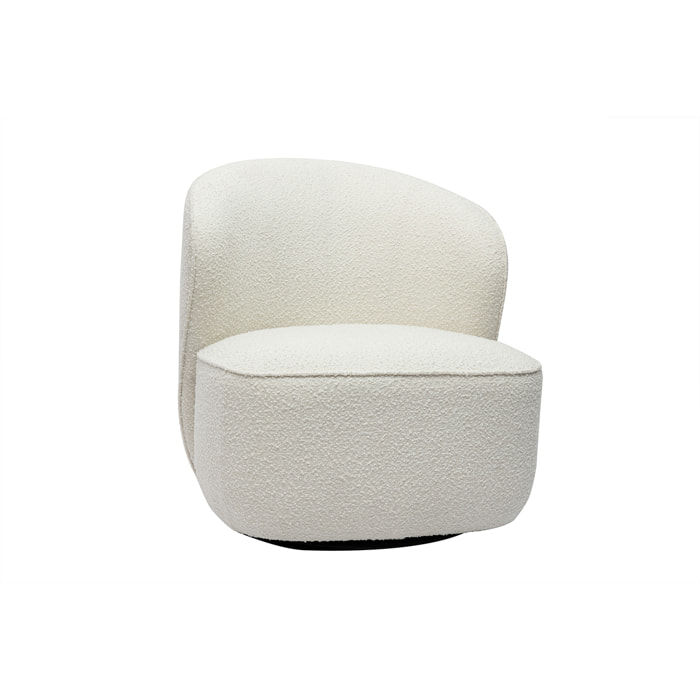 Fauteuil design pivotant en tissu effet laine bouclée blanc AMBER