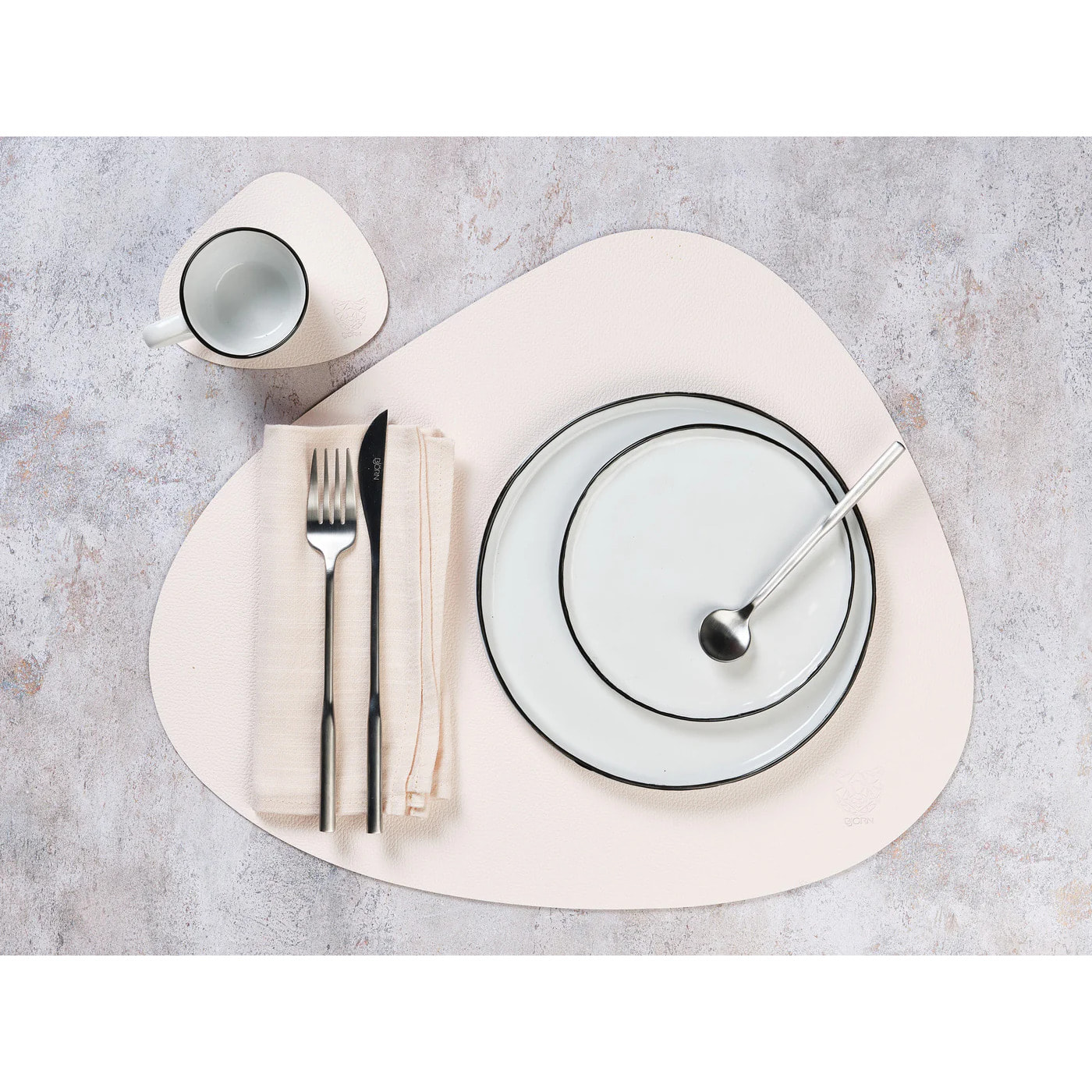 Serviette de table - 6 pièces - Lin et coton blanc crème