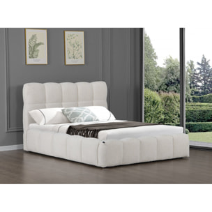 Lit double en tissu avec coffre "Davos" - 160 x 200 cm - Beige