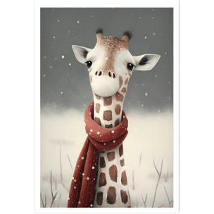 Affiche enfant girafe sous la neige  Affiche seule