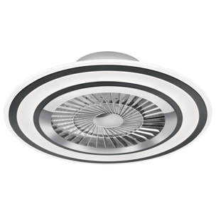 Flaga - Ventilatore e plafoniera LED Ø60 cm con bordo satinato nero, telecomando, dimmer, timer, luce notturna ed effetto stelle