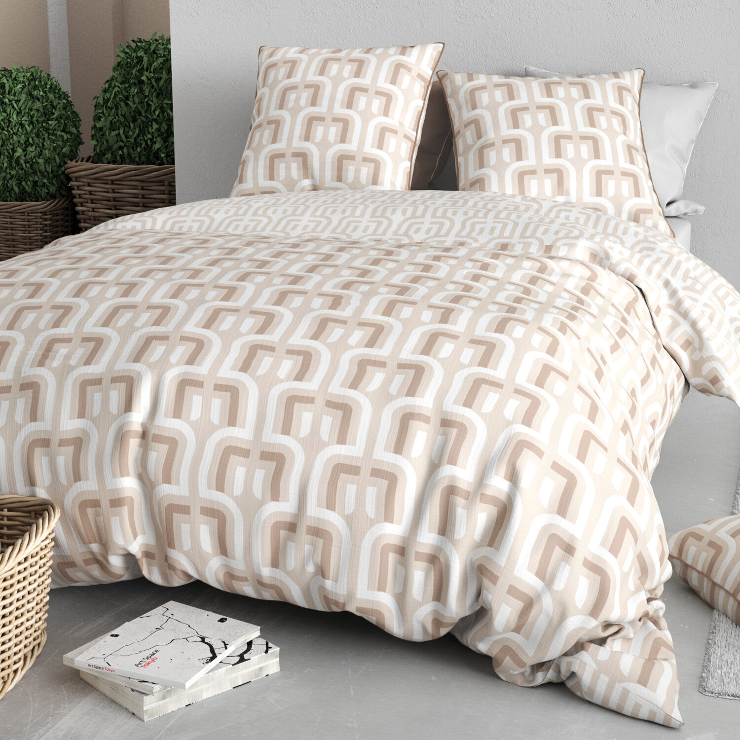 Parure housse de couette 3pcs microfibre effet pêche tara