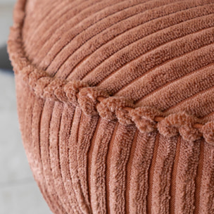 Fauteuil pivotant en velours terracotta et pied en métal noir FUNKY