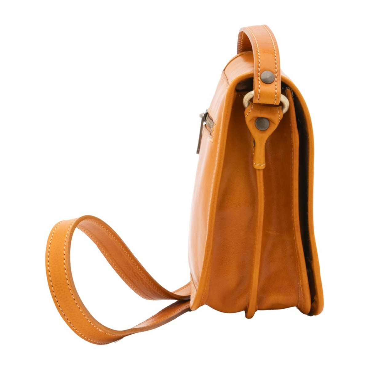 Borsa a tracolla da uomo in vera pelle - Modello False - Made in Italy - 20.0 x 16.5 x 10.0 cm