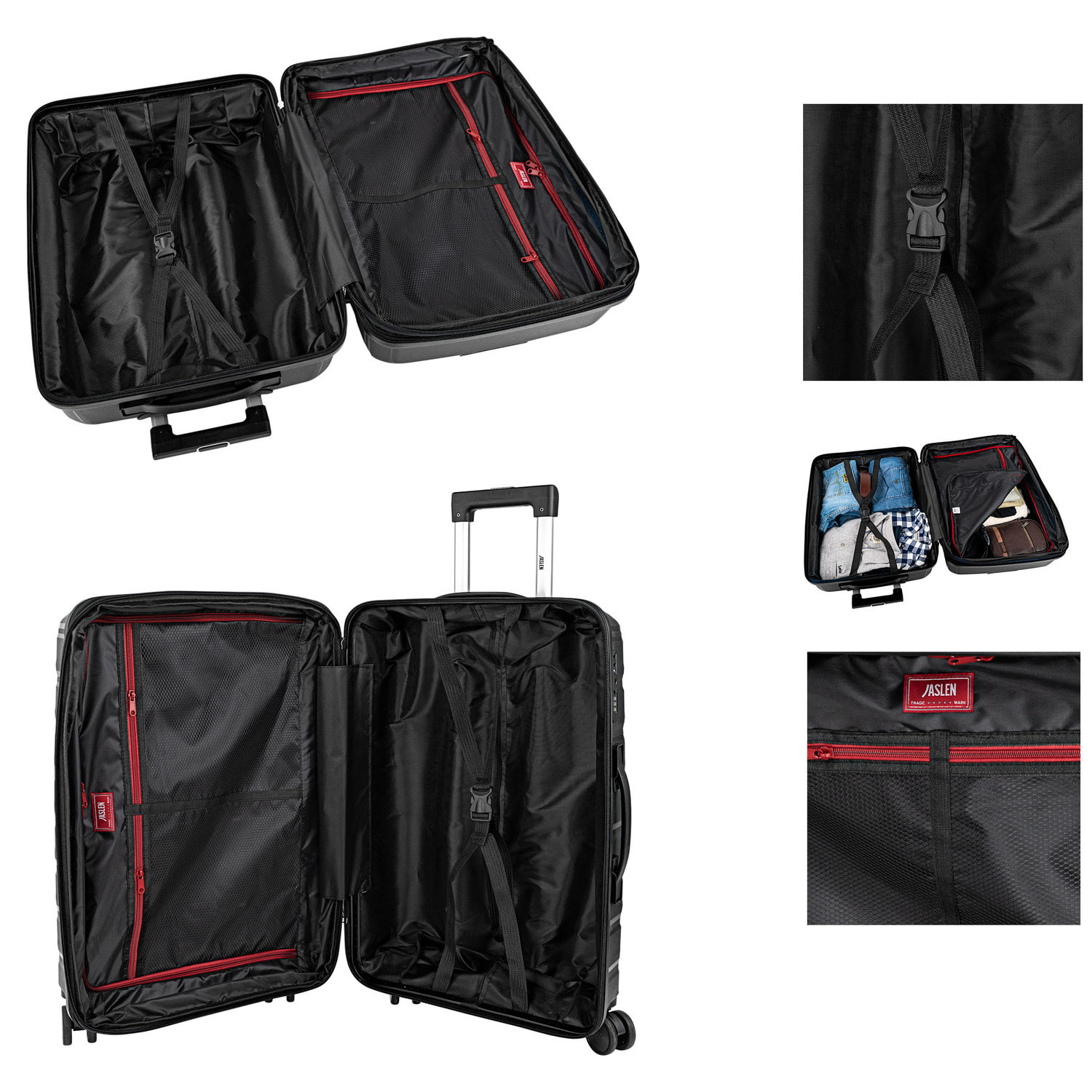 Juego De Maletas Rígidas Pp Jaslen Varese Negro