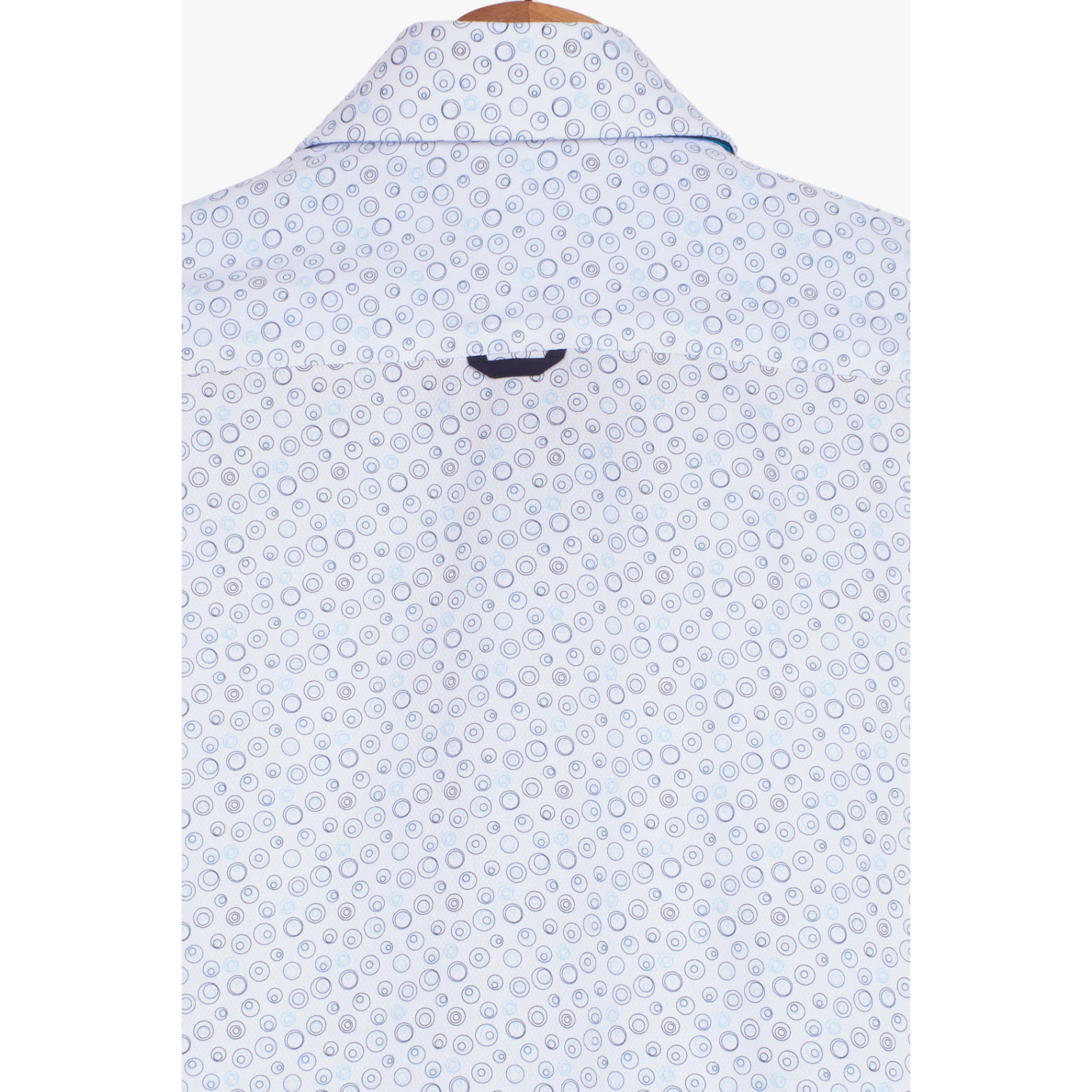 Camicia Uomo 2 Bottoni Button Down 7bottoni Doppio Coll Armaturato Stampato Bianco/Celeste