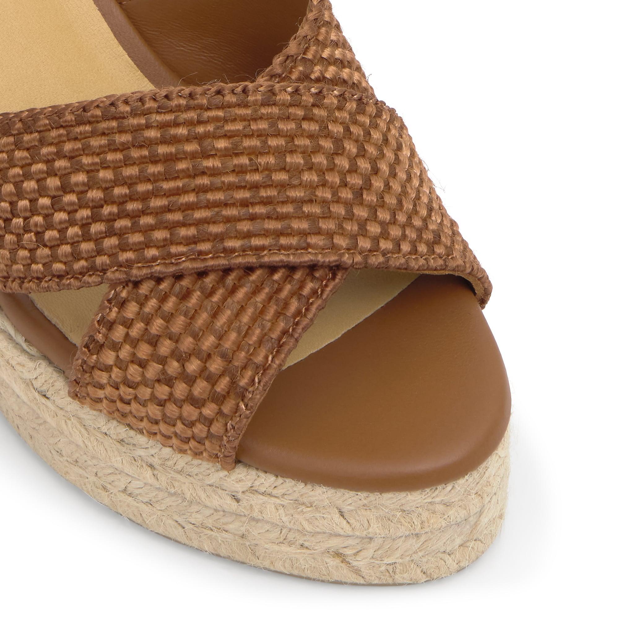 Sandalia Becca cuña de yute con rayón trenzado y cierre de cordones