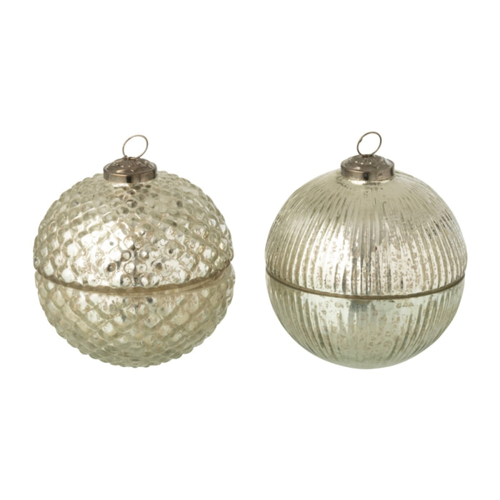 J-Line bougie parfumée Boule De Noël - verre - argent - small - 2 pcs