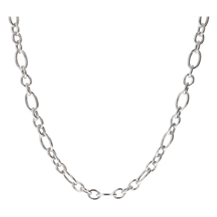 Collana con Catena Rolo a Maglie Alternate in Argento 925 placcato Platino