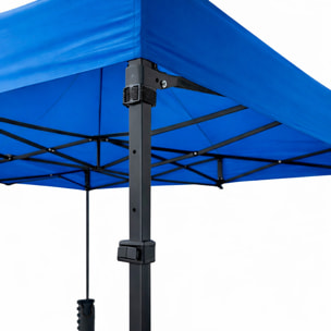 Gazebo Professionale 3x4.5 M Richiudibile Automatico In Acciaio E Telo Oxford 1200D PVC Impermeabile Anti UV Struttura a Fisarmonica con Sacche Blu