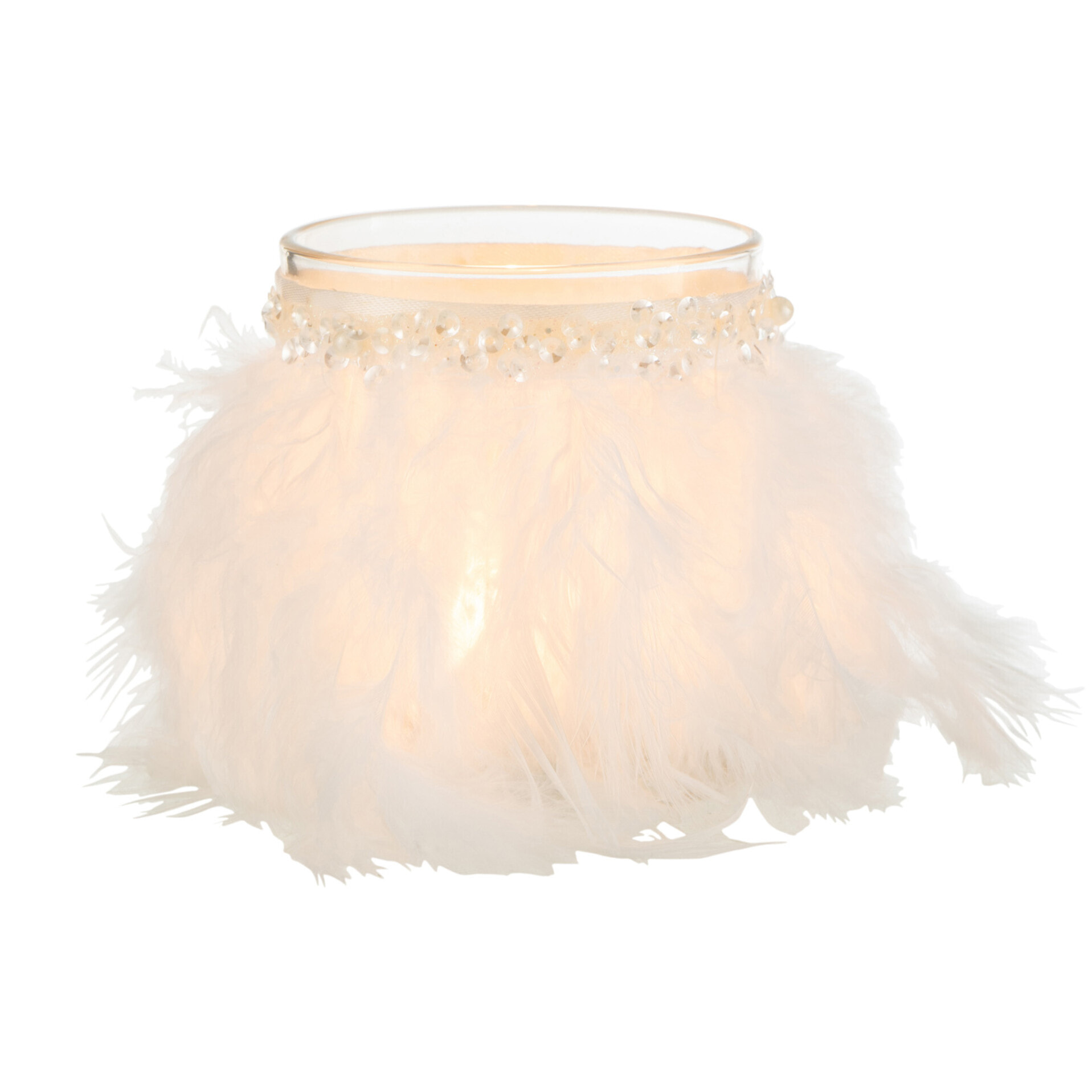 J-Line photophore Plumes - verre - blanc/transparant - medium - 2 pièces
