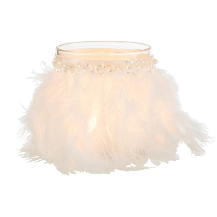 J-Line photophore Plumes - verre - blanc/transparant - medium - 2 pièces