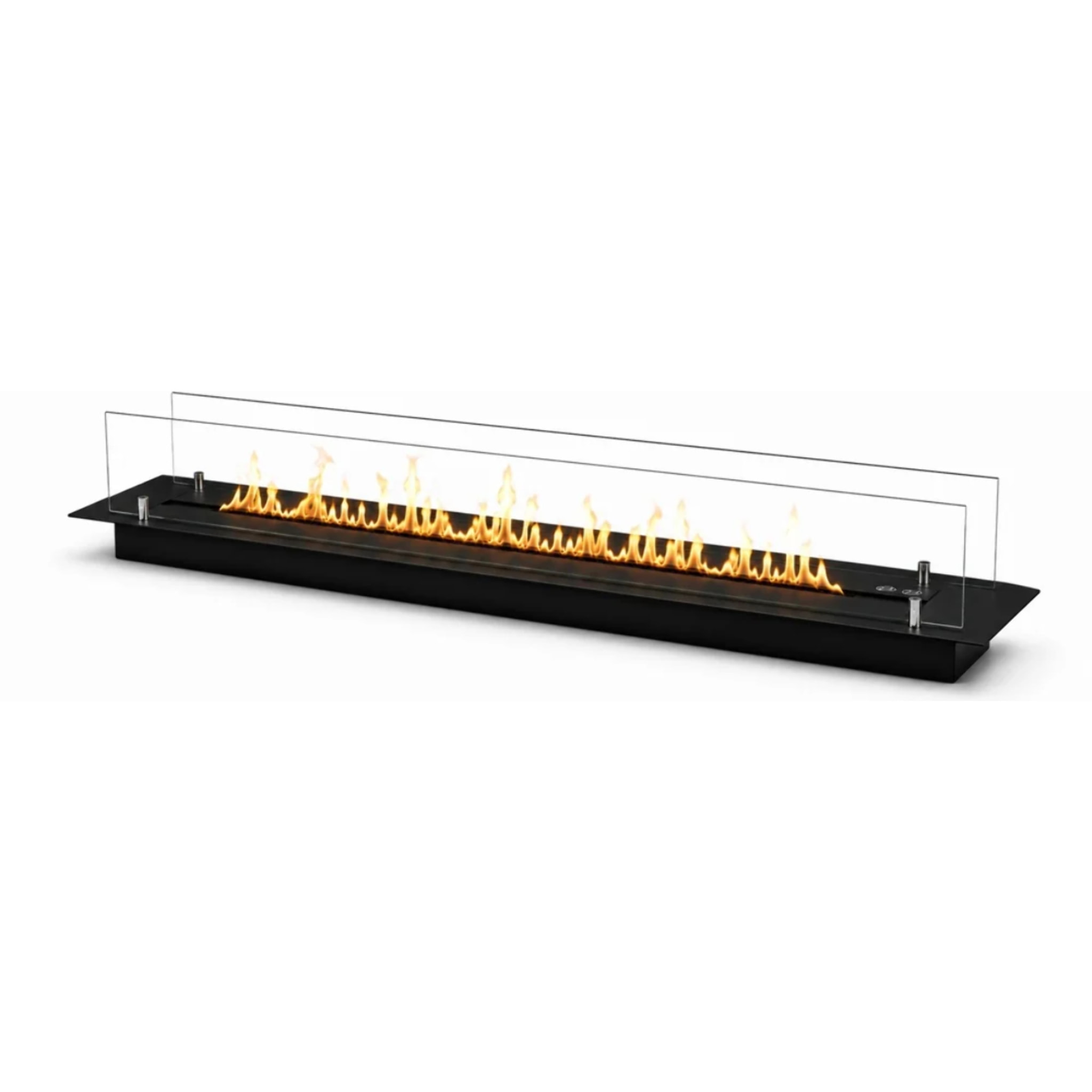 Topline - Bruciatore Per Camino A Bioetanolo 3lt Da Incasso 120x21x25 cm Black Edition in Acciaio