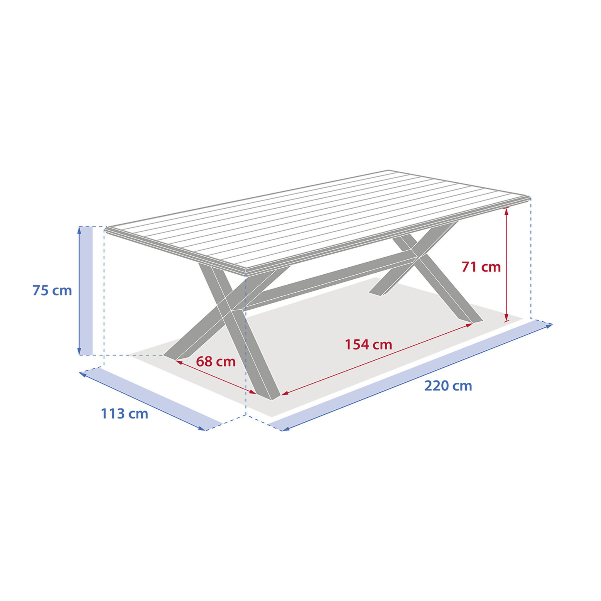 Table de jardin "Axiome" honey & graphite 8 places en aluminium