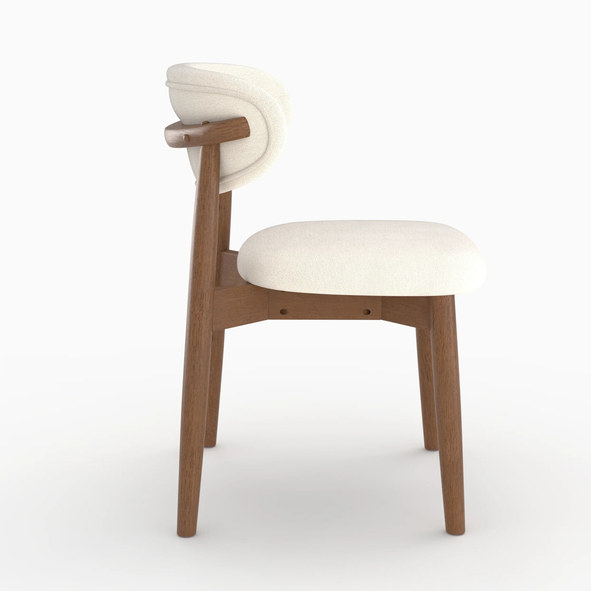 Lot de 2 chaises en tissu beige et bois d'hévéa foncé - Yuna