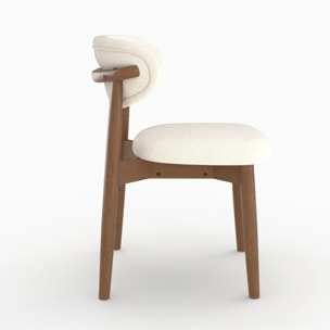 Lot de 2 chaises en tissu beige et bois d'hévéa foncé - Yuna