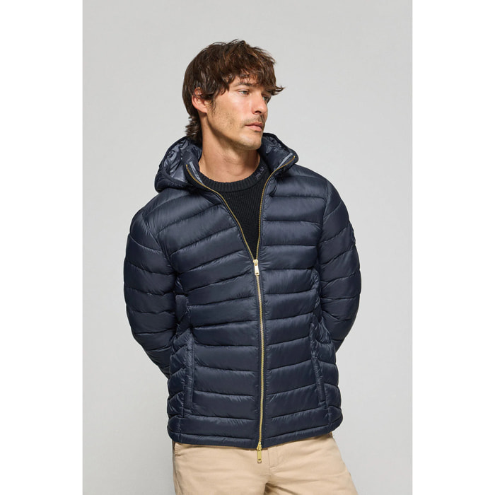 Giacca ultralight Corey blu marino con cappuccio rimovibile e ricamo PC