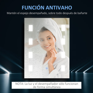 Espejo de Baño con Luz LED 14,5 W 70x50 cm Espejo para Baño con Función de Antivaho Marco de Aluminio Interruptor Táctil y Luces Blanco Frío Plata