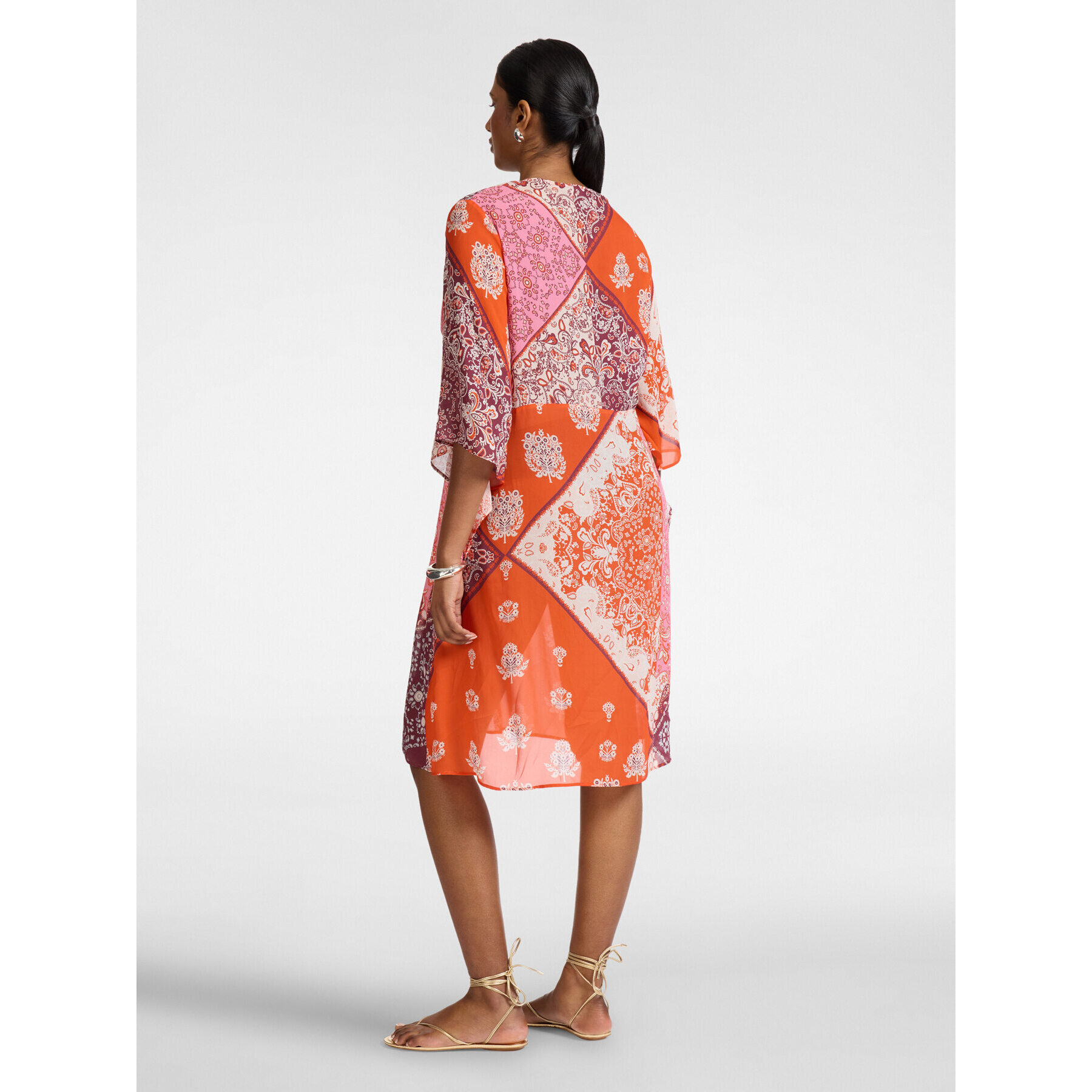 Elena Mirò - Vestido estampado en viscosa - Naranja sol