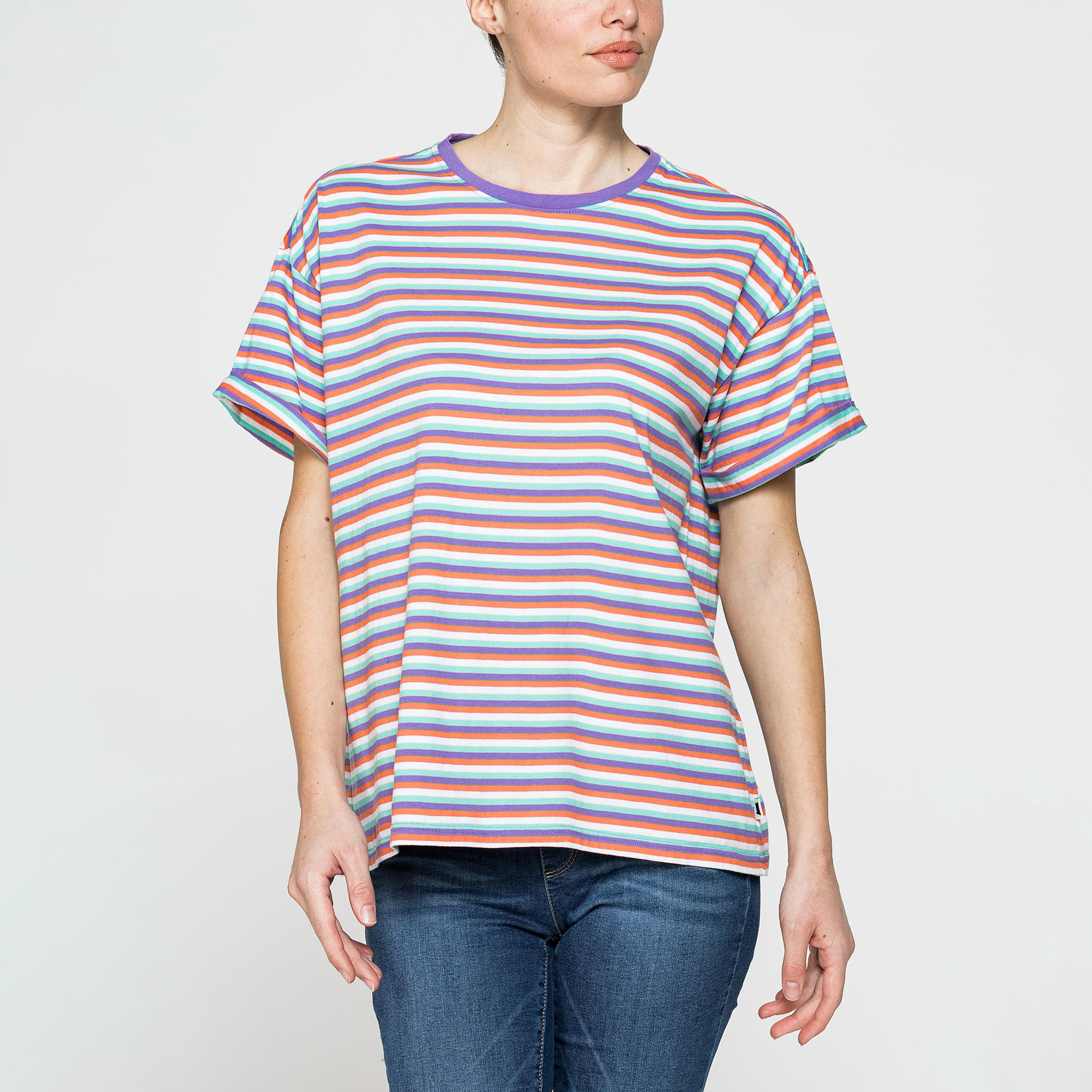 T-SHIRT OVERSIZE MODELLO BOYFRIEND A RIGHE
